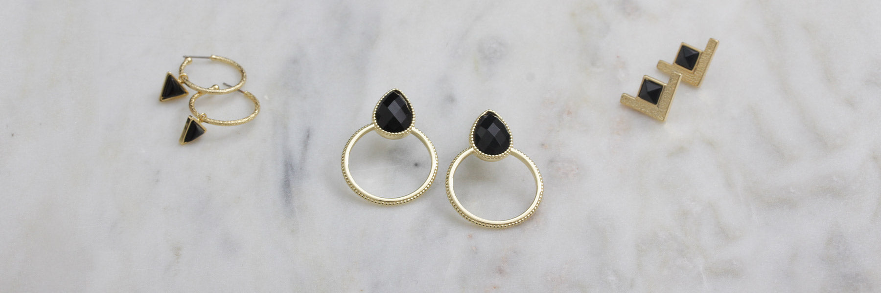 Boucles d'oreilles Onyx Noir